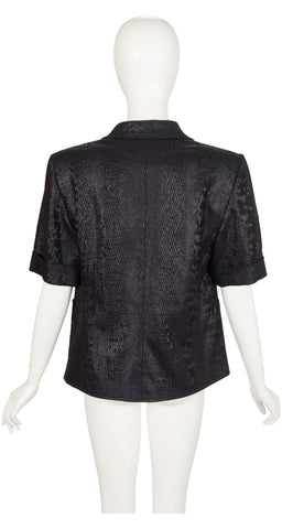 1990s Black Faux Python Skin Short Sleeve Jacket