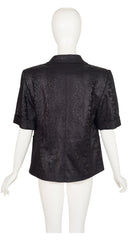 1990s Black Faux Python Skin Short Sleeve Jacket