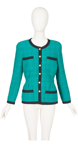 1989-90 F/W Runway Turquoise Wool Tweed Jacket
