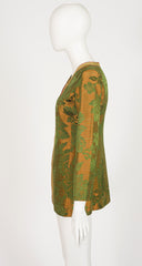 1960s Iridescent Copper & Green Floral Damask Tunic