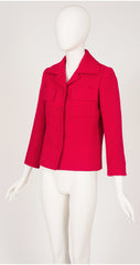 1970s Red Wool Collared Button-Up Jacket