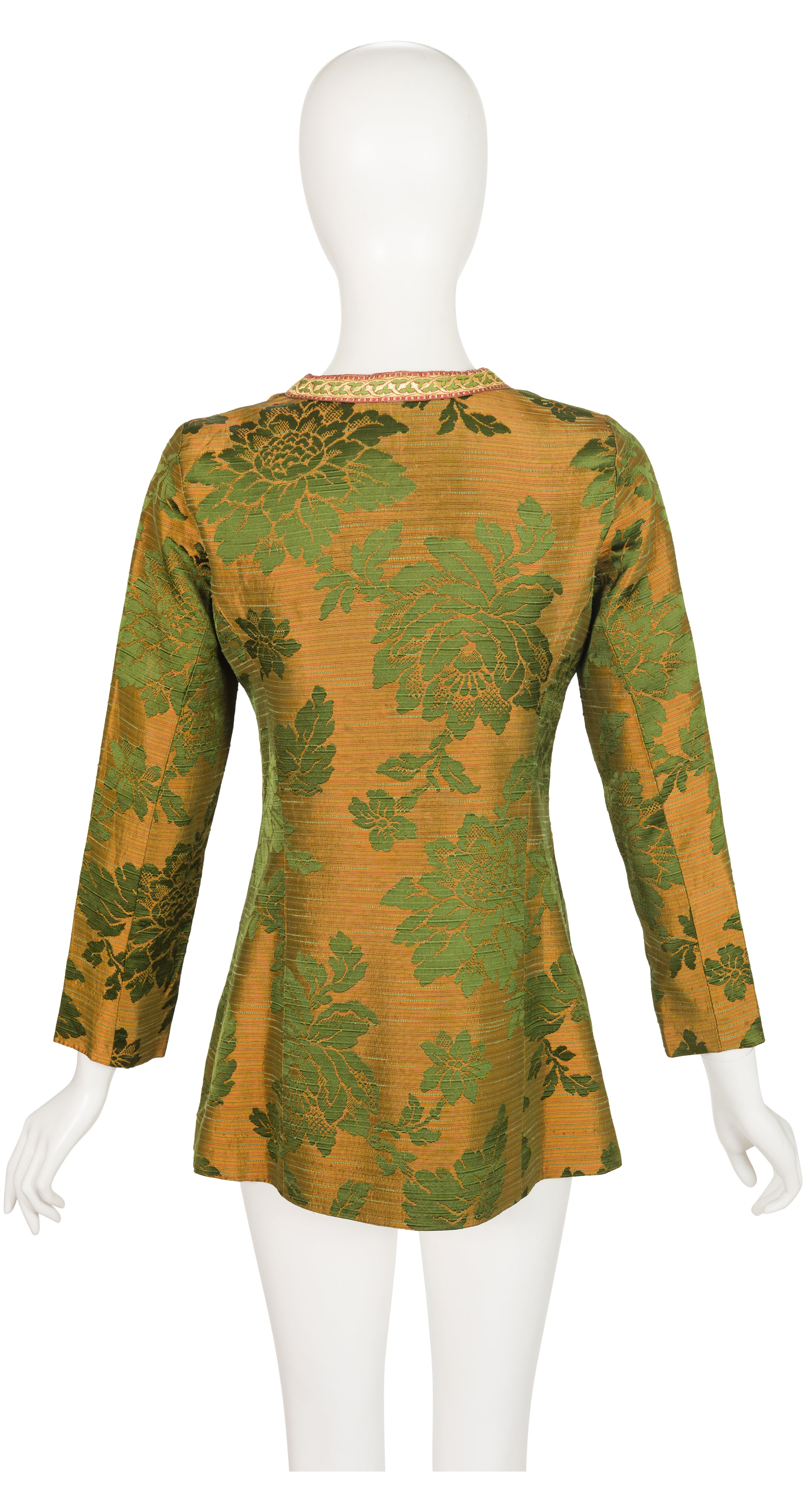 1960s Iridescent Copper & Green Floral Damask Tunic