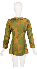 1960s Iridescent Copper & Green Floral Damask Tunic