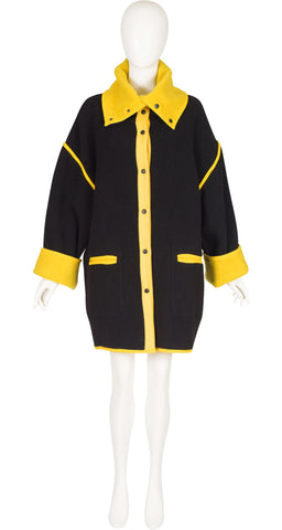 1992-93 F/W Ad Campaign Black & Yellow Wool Reversible Coat