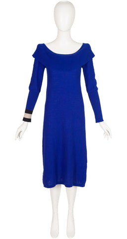 1982 S/S Indigo Wool Knit Ruffle Collar Dress