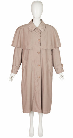1980s Beige Fur-Lined Oversized Capelet Raincoat