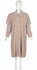 1980s Beige Fur-Lined Oversized Capelet Raincoat