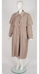 1980s Beige Fur-Lined Oversized Capelet Raincoat