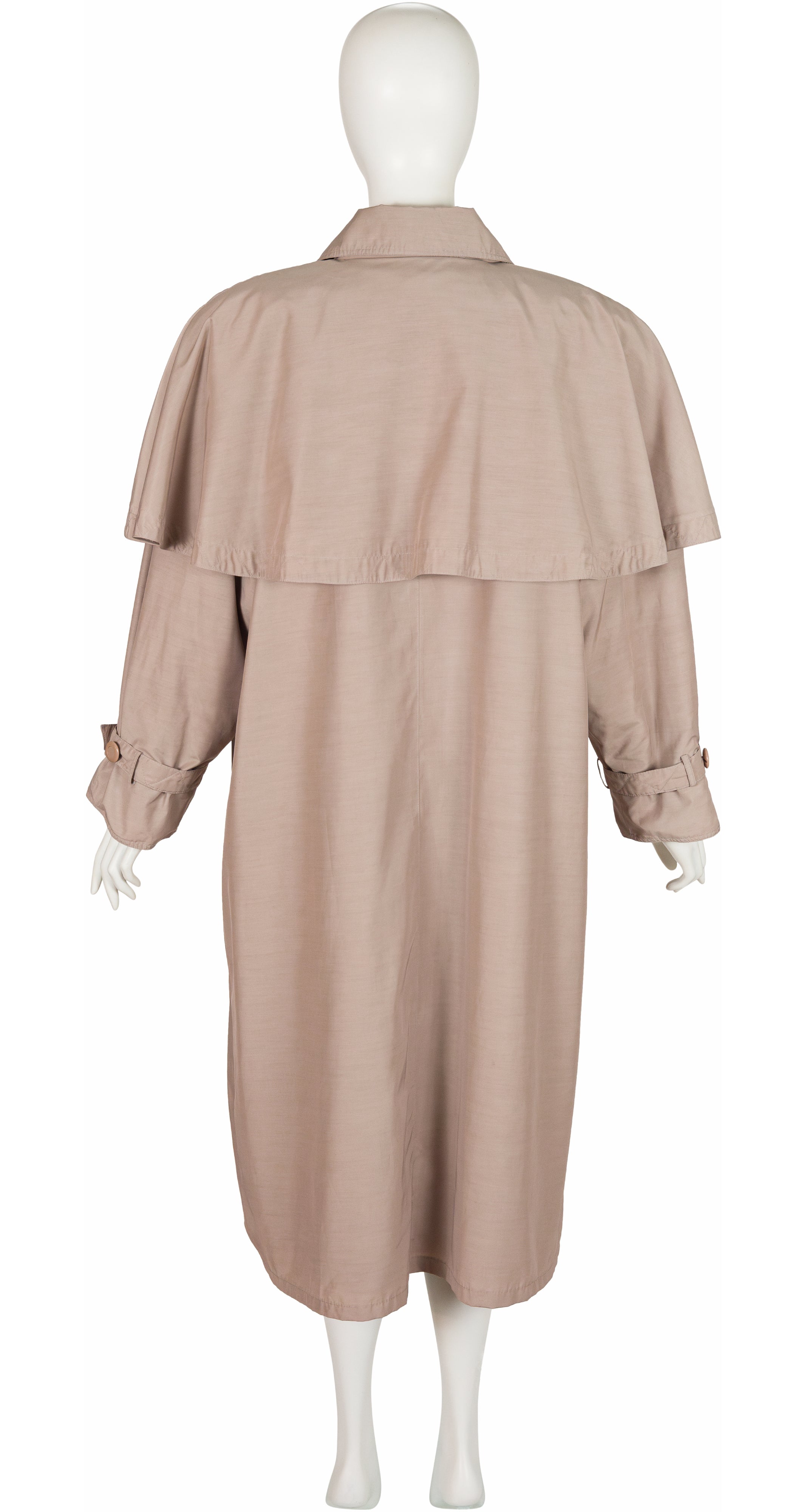 1980s Beige Fur-Lined Oversized Capelet Raincoat