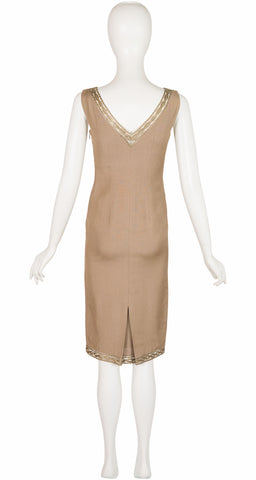 2000 S/S Beige Soutache Trim Sheath Dress