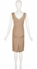2000 S/S Beige Soutache Trim Sheath Dress