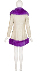 1960s Purple Sheepskin Leather Double-Breasted Coat