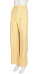1973 S/S Pale Yellow Ultrasuede Collared Pant Suit