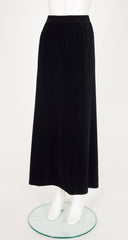 1970s Black Cotton Velvet Maxi Skirt