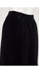 1970s Black Cotton Velvet Maxi Skirt