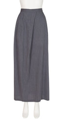 1990s Pinstripe Gray Draped Maxi Skirt