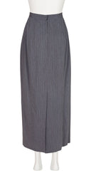 1990s Pinstripe Gray Draped Maxi Skirt