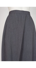 1990s Pinstripe Gray Draped Maxi Skirt
