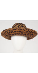 1990s Leopard Print Felt Wide Brim Hat