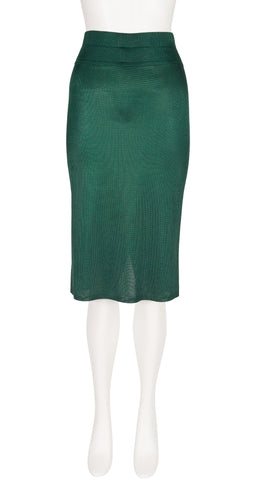 1986 S/S Green Knit Snap-Up Pencil Skirt