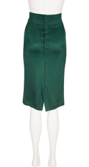1986 S/S Green Knit Snap-Up Pencil Skirt
