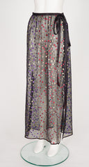 1978-79 F/W Metallic Polka Dot Black Silk Chiffon Wrap Skirt
