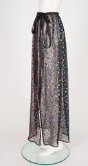 1978-79 F/W Metallic Polka Dot Black Silk Chiffon Wrap Skirt