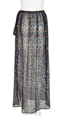 1978-79 F/W Metallic Polka Dot Black Silk Chiffon Wrap Skirt