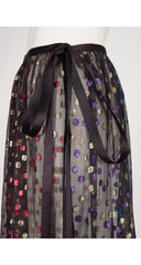 1978-79 F/W Metallic Polka Dot Black Silk Chiffon Wrap Skirt