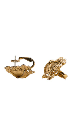 1980s Ornate Gold-Tone Metal Square Earrings