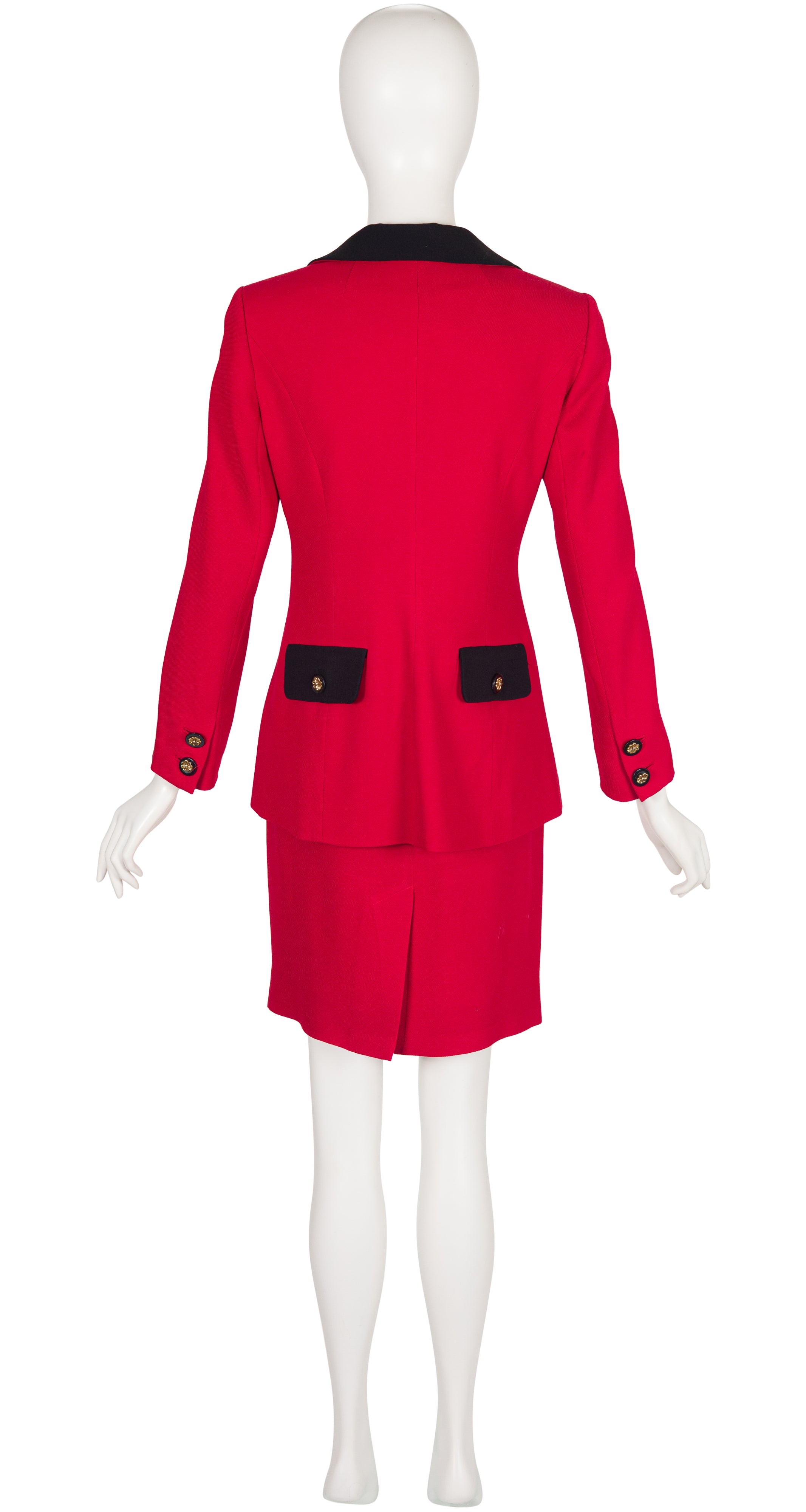 1990s Animal Novelty Print Red Wool Skirt Suit