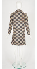 1966-67 F/W Checkered Gray Wool Bouclé Skirt Suit