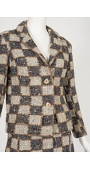 1966-67 F/W Checkered Gray Wool Bouclé Skirt Suit