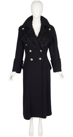 1993-94 F/W Astrakhan Black Wool Military Coat