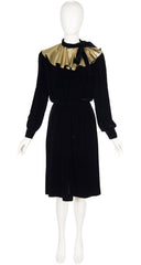 1981-82 F/W Gold Lamé Collar Black Velvet Dress