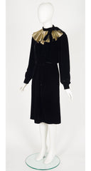 1981-82 F/W Gold Lamé Collar Black Velvet Dress
