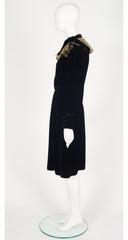 1981-82 F/W Gold Lamé Collar Black Velvet Dress