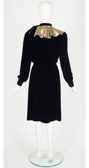 1981-82 F/W Gold Lamé Collar Black Velvet Dress