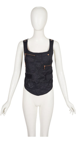 1990s "Safe Sex" Black Nylon Cross-Back Utility Vest
