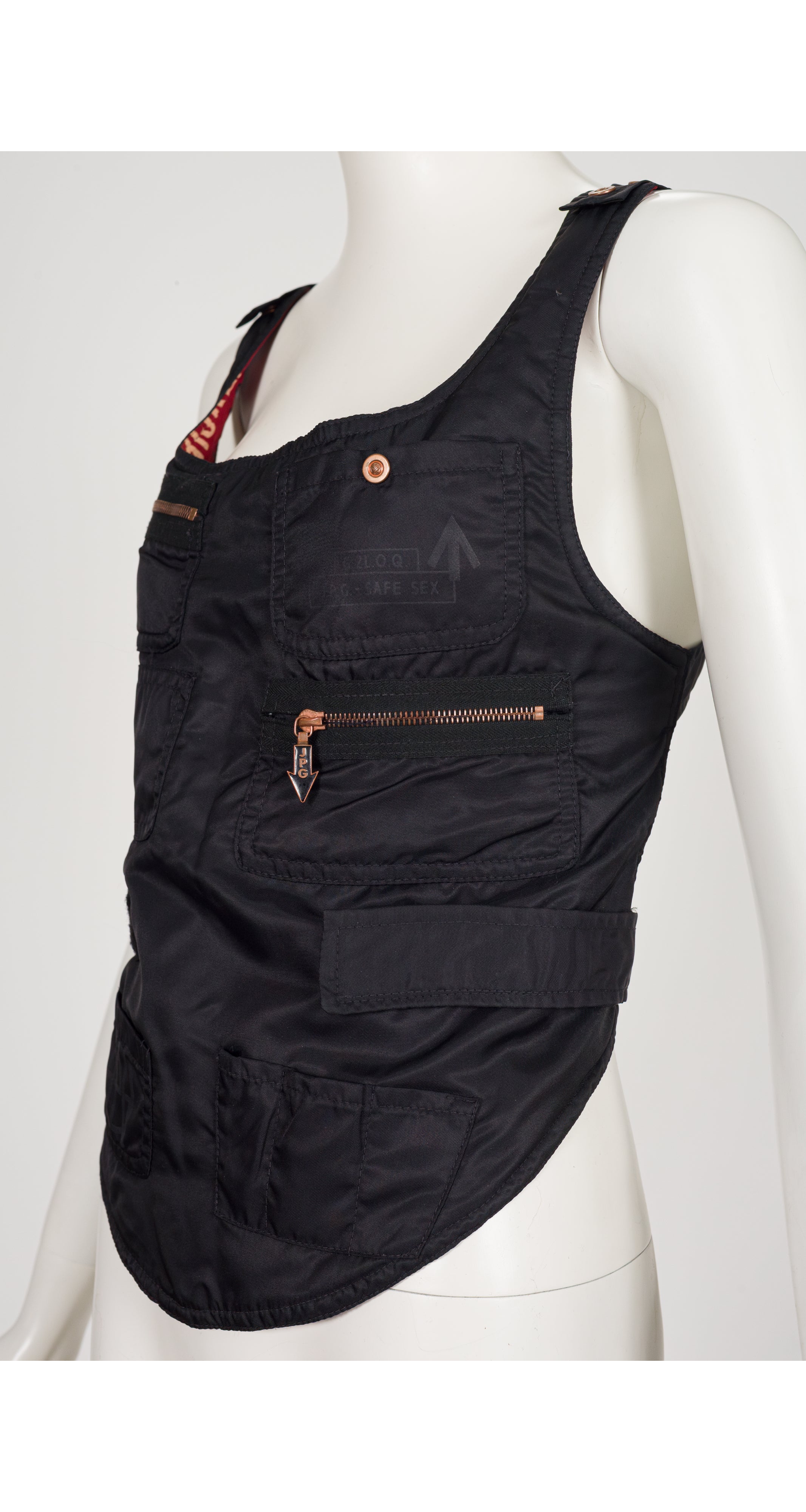 1990s "Safe Sex" Black Nylon Cross-Back Utility Vest