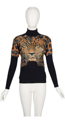 2011 F/W Leopard Face Black Wool Turtleneck Sweater