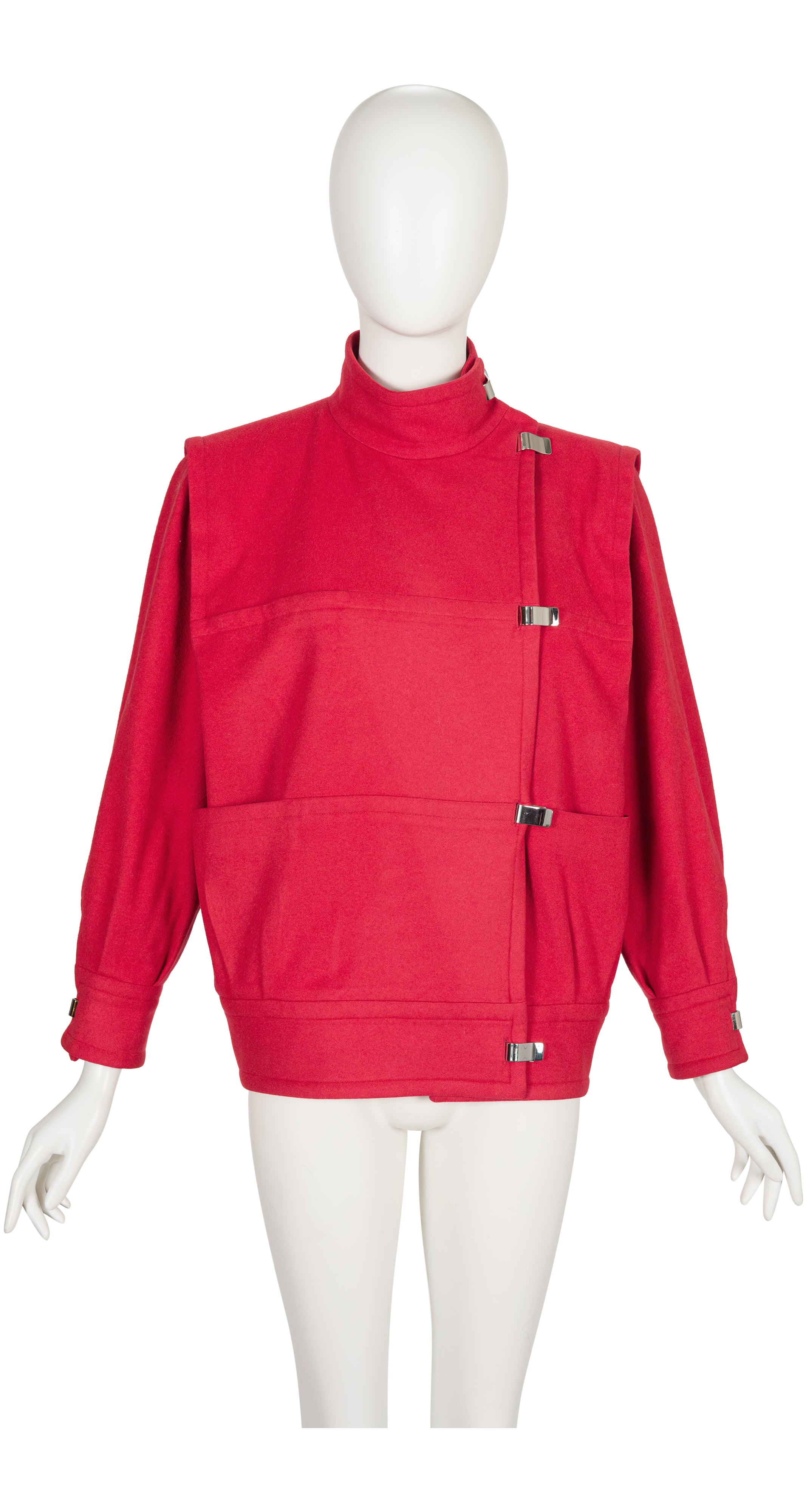 1980s Raspberry Wool & Cashmere Panel Bomber Jacket