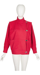 1980s Raspberry Wool & Cashmere Panel Bomber Jacket