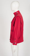 1980s Raspberry Wool & Cashmere Panel Bomber Jacket