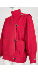 1980s Raspberry Wool & Cashmere Panel Bomber Jacket