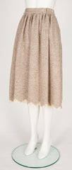 1980s Beige Wool Tweed Crochet Trim Skirt