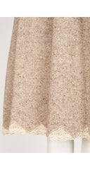 1980s Beige Wool Tweed Crochet Trim Skirt
