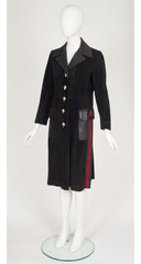1970s Green & Red Stripe Black Suede Coat