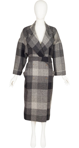 1984-85 F/W Gray Plaid Wool Double-Breasted Coat