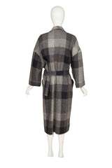 1984-85 F/W Gray Plaid Wool Double-Breasted Coat